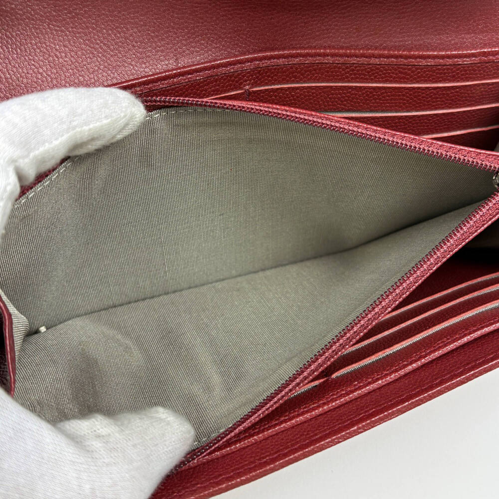 CHANEL Authentic Red Leather Logo Wallet - Picture 9 of 11